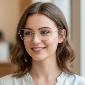 Okulary oprawki korekcyjne kocie oczy zerówki Sunoptic L119F różowe złoto