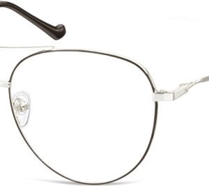 Okulary oprawki Pilotki zerówki metalowe korekcyjne 932 srebrne + czarne