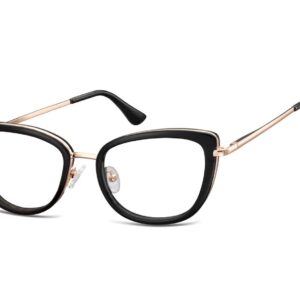 Okulary oprawki korekcyjne kocie oczy zerówki Sunoptic flex MTR-99B czarno-złote