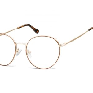 Lenonki okrągłe Okulary oprawki optyczne 915A złoto-brązowe