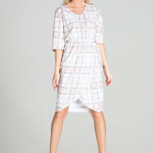 Sukienka Midi z Kopertowym Dołem - Wzór 111